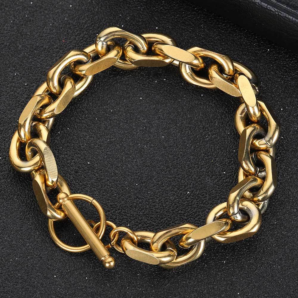 9 mm Polished Oval Link Hip Hop Bracelet with Stainless steel Base - CHA060 product image