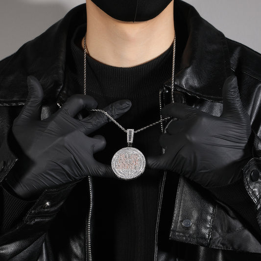 Iced Out English Letter Pendant Necklace for Women - Hip Hop Statement Chain with Cubic Zirconia, Twisted Rope Chain, White Platinum Tone or Two Tone