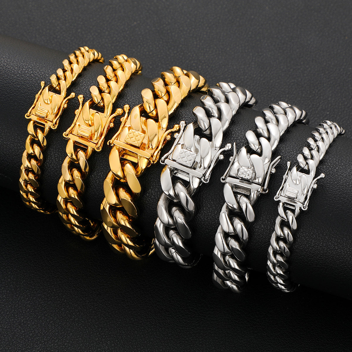 Unisex Cuban Link Chain Necklace in Titanium Steel, Gold or Steel Tone Hip Hop Statement Chain product image
