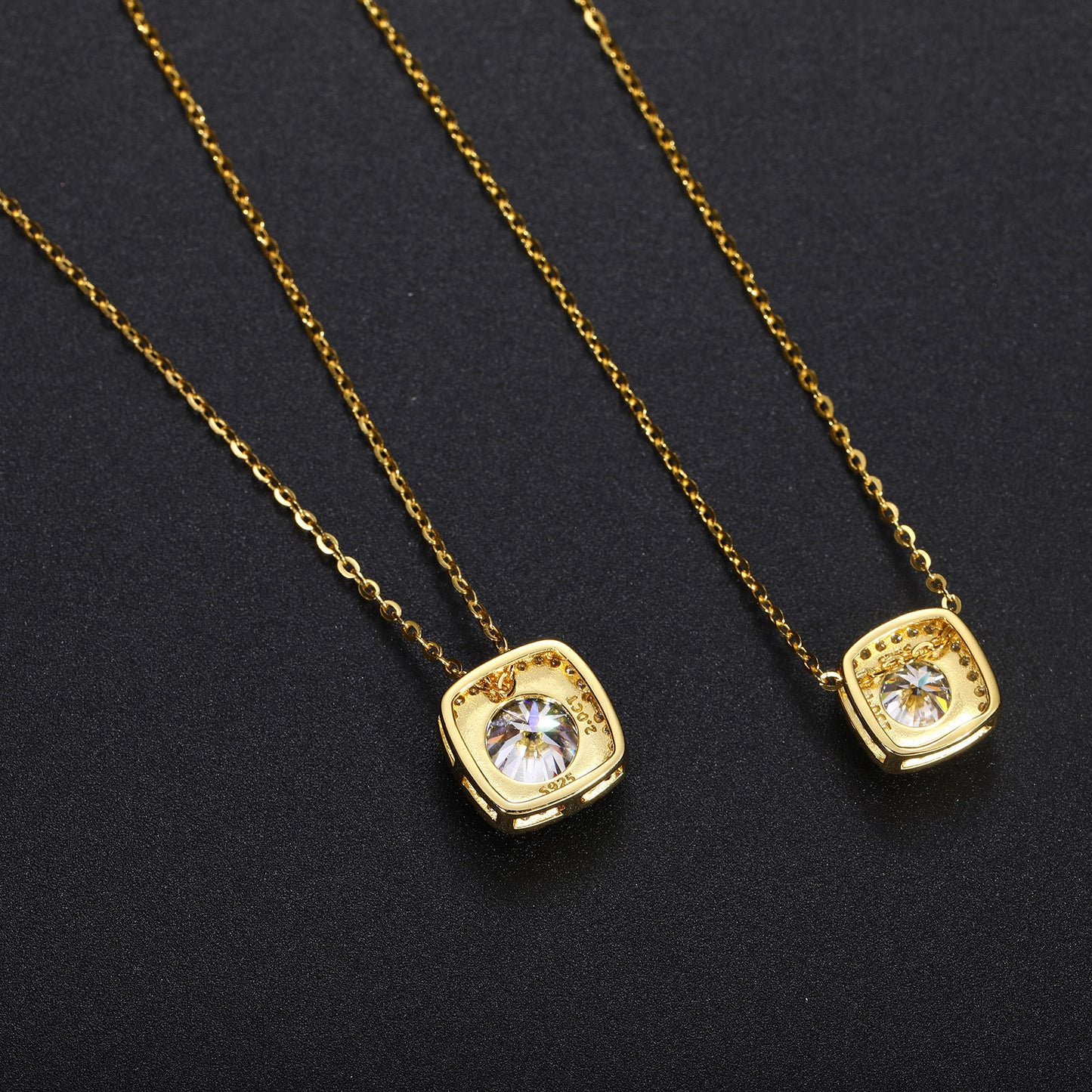 925 Silver Geometric Moissanite Pendant Necklace for Women, Luxury Hip Hop Clavicle Chain product image