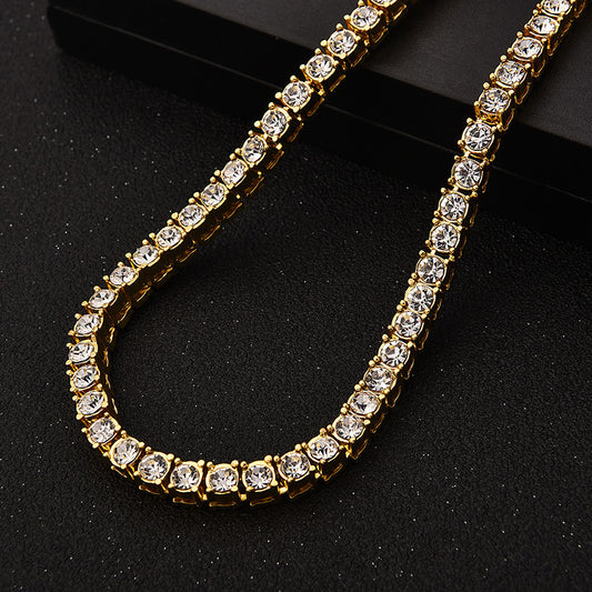 Hip Hop Tennis Chain Alloy Necklace for Men