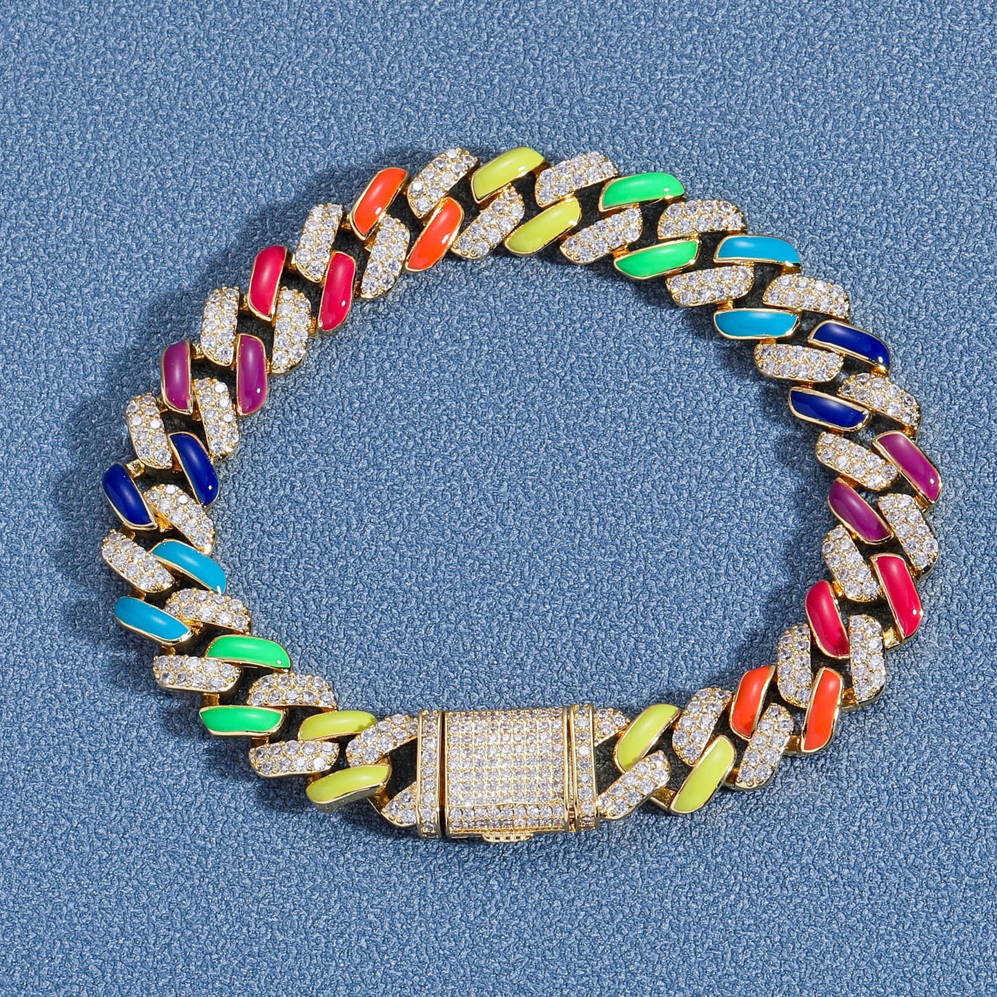 Hip Hop Punk Cuban Link Cubic Zirconia Bracelet for Men