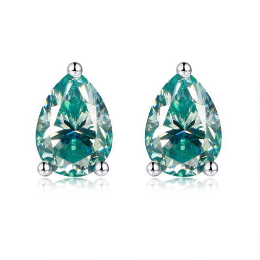 Pink Pear Cut VVS1 Moissanite Stud Earrings in 925 Silver alternate product image