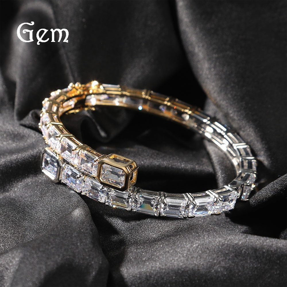 Geometric Cubic Zirconia Tennis Bracelet for Women - Gold, Silver & Rose Gold Statement Chain Bangle