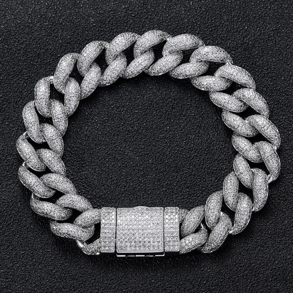 Hip Hop Cuban Link Bubble Cubic Zirconia Bracelet for Men