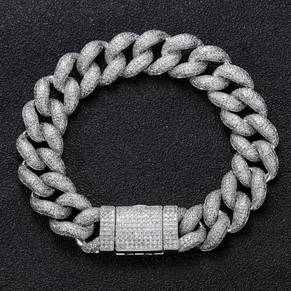 Hip Hop Cuban Link Bubble Cubic Zirconia Bracelet for Men