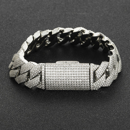 Hip Hop Diamond Shape Cuban Link Cubic Zirconia Bracelet for Men