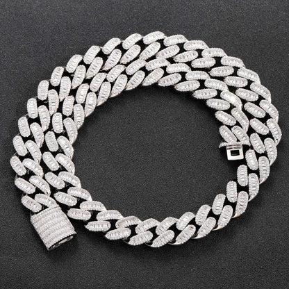 Hip Hop Light Luxury Diamond Shape Cuban Link Copper Necklace for Men