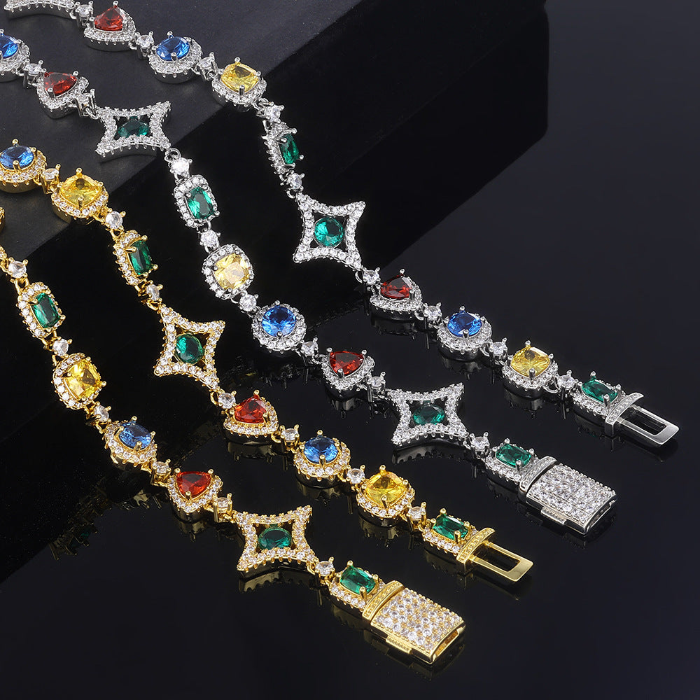 Multicolor Mixed-Shape CZ Link Copper Necklace or Bracelet - CHA285 product image
