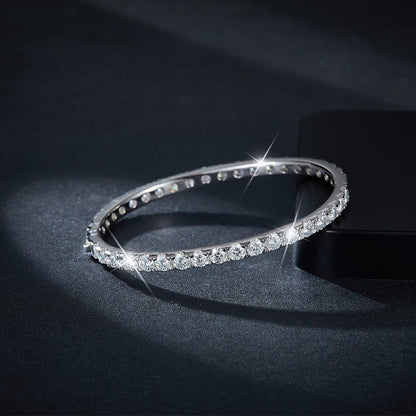 Moissanite Tennis Bracelet Bangle, Full Circle Round Stone Unisex