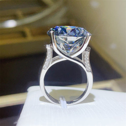Blue Black Moissanite Pendant Necklace or Ring, Oversized Round Stone Jewelry