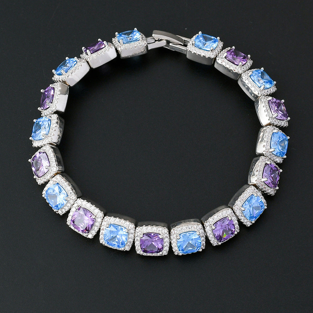 Hip Hop Light Luxury Iced Link Cubic Zirconia Bracelet for Men and Women