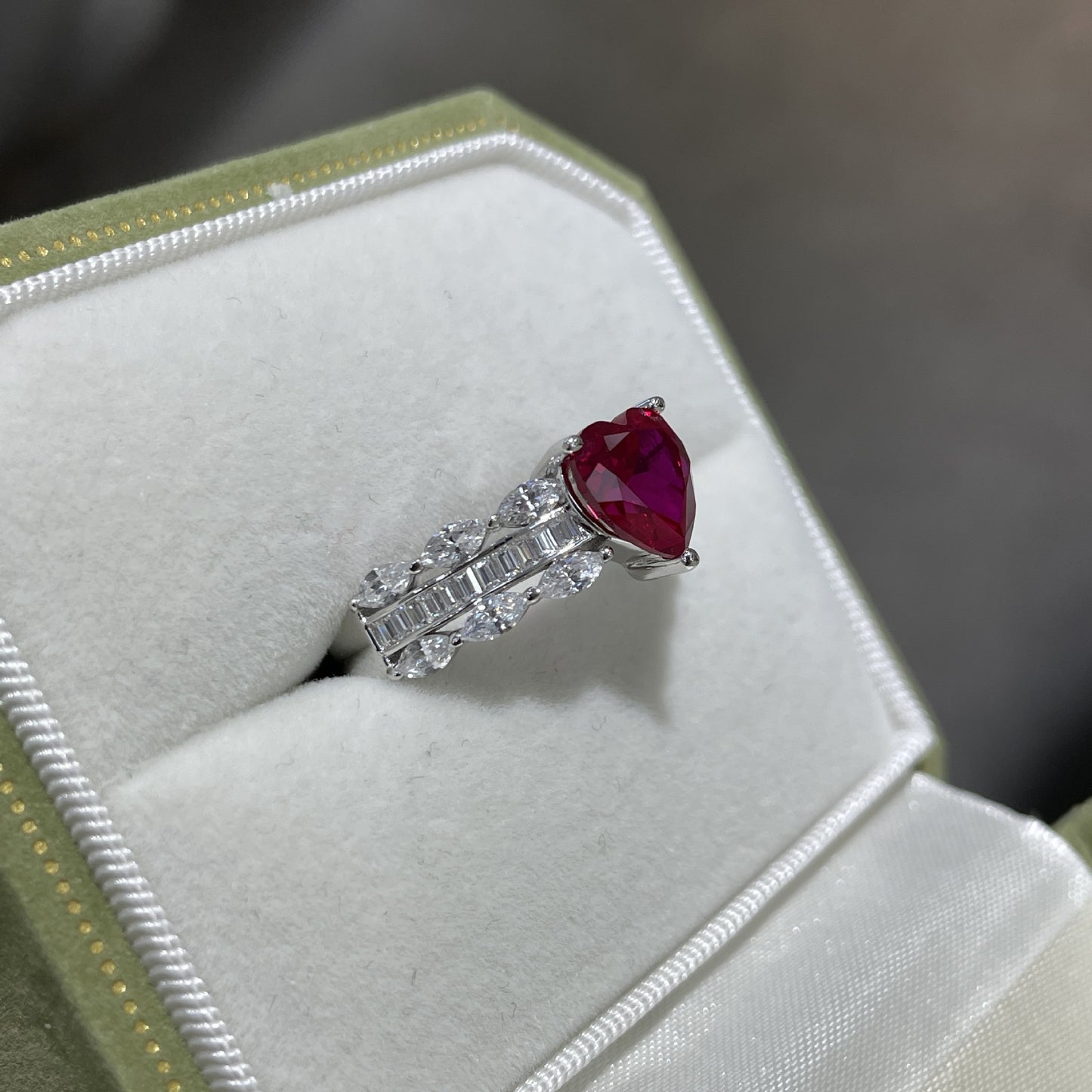S925 Heart Ruby Ring for Women, Vintage Promise Ring product image