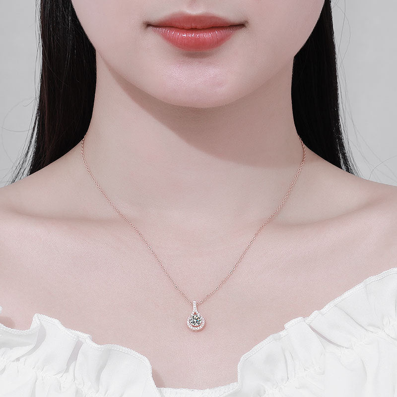 1ct S925 Silver Moissanite Teardrop Pendant Necklace, Box Chain, Color Options product image