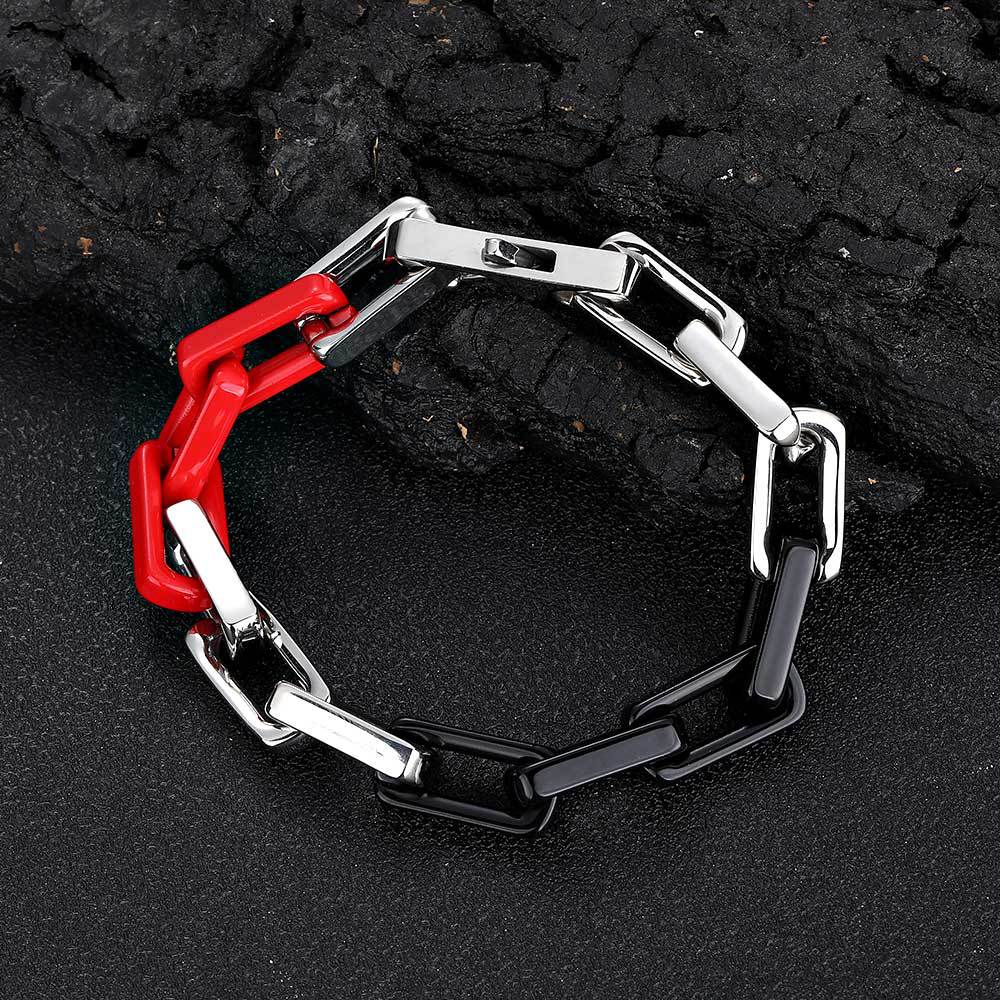 9 mm Polished Rectangular Link Hip Hop Bracelet with Stainless steel Base - CHA261 product image