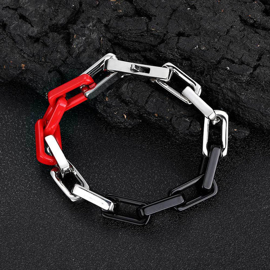 9 mm Polished Rectangular Link Hip Hop Bracelet with Stainless steel Base - CHA261 alternate product image