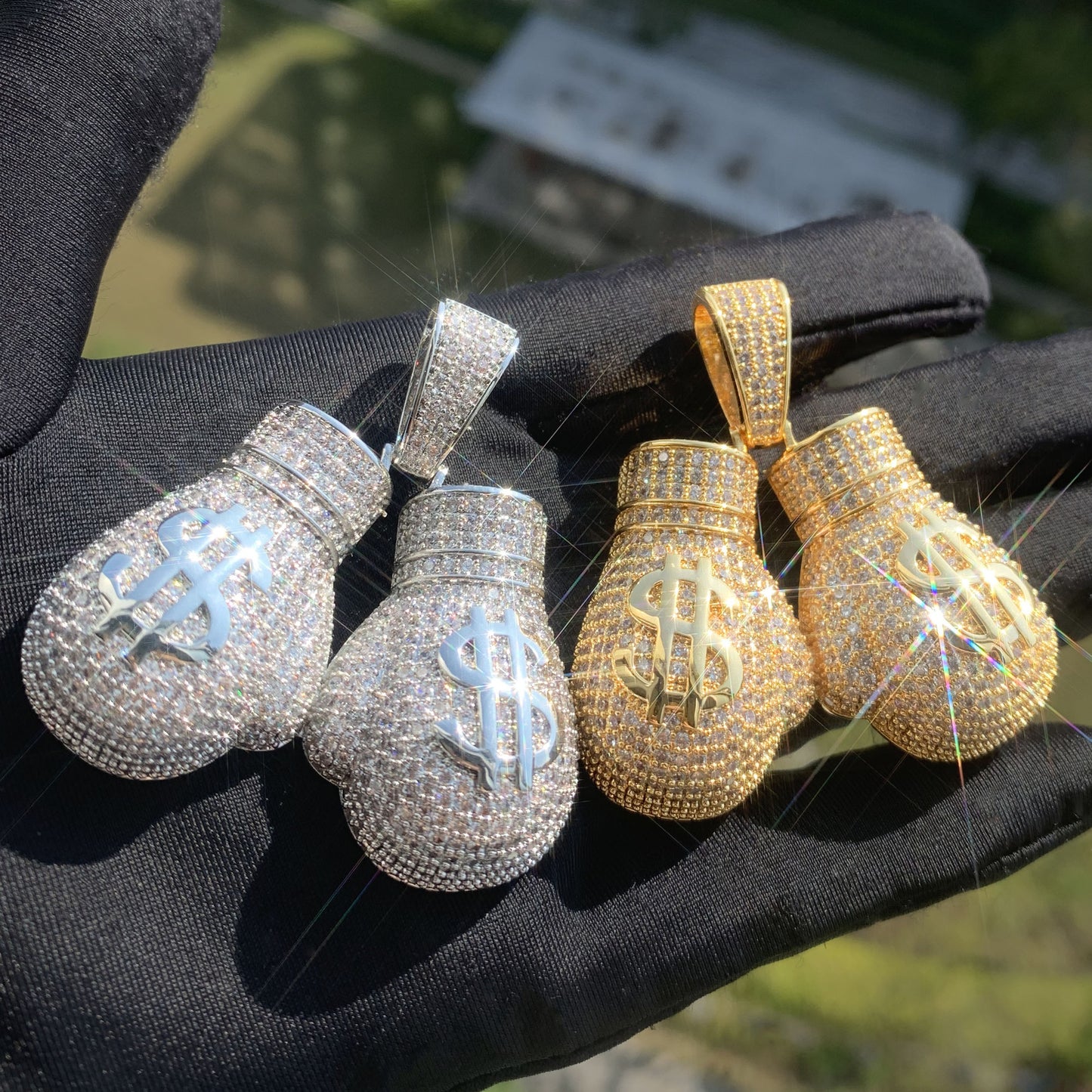 Iced Out Money Bag Pendant Necklace