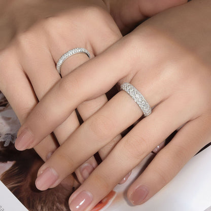 Pavé Moissanite Ring, S925 Sterling Silver Matching Couple Band