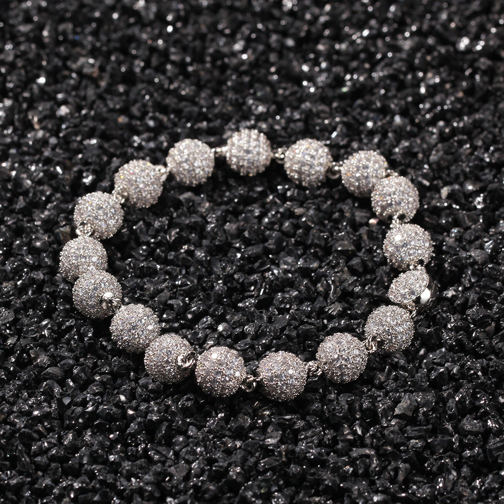 Iced Beaded Chain Bracelet for Women & Men - Gold, Silver or White Pink Statement Hip Hop Bracelet 7 Inch / 8 Inch
