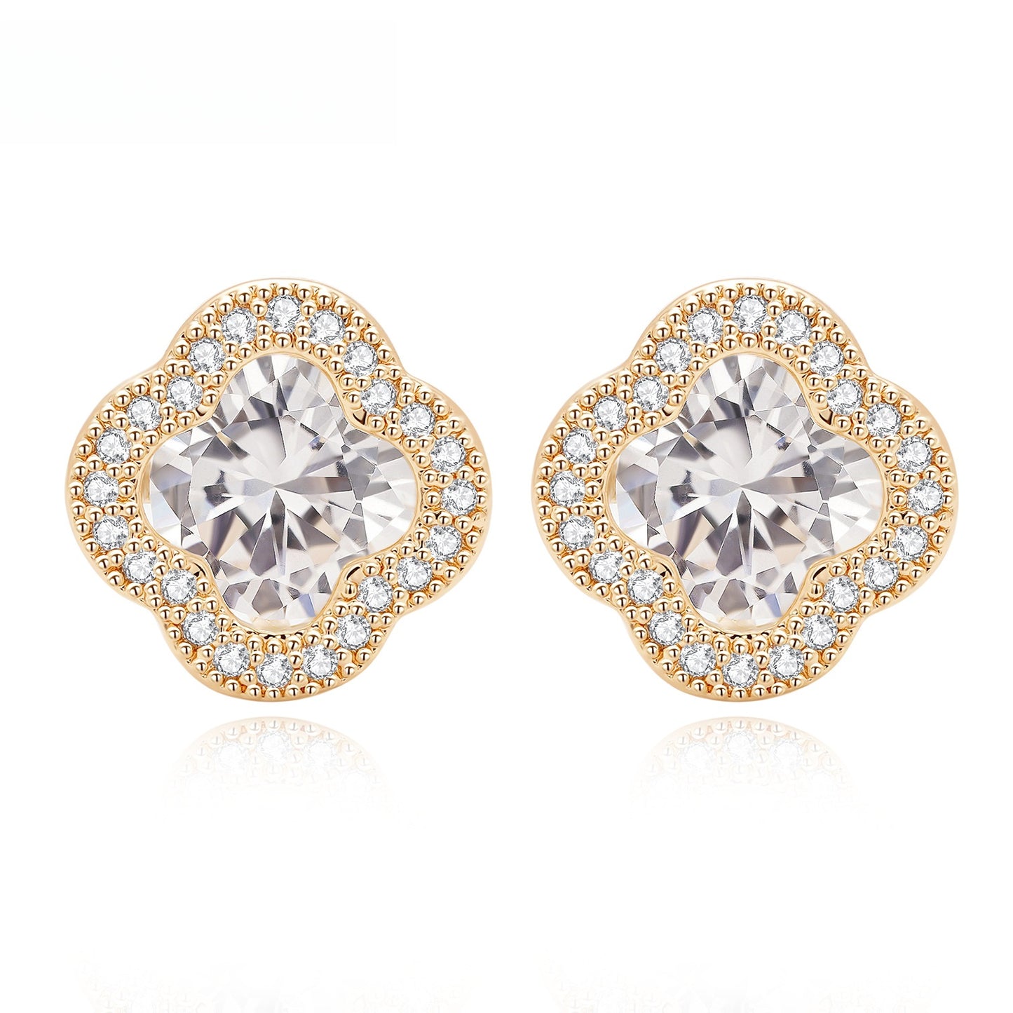 Floral Crystal Stud Earrings for Women