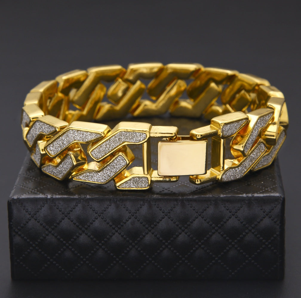 Unisex Gold Plated Line Link Chain Bracelet - Hip Hop Statement Stackable Bangle for Women and Men product image