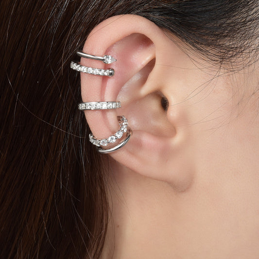 Non-Piercing Ear Cuff Set, 18K Gold Plated Ear Clip Earrings, Layered Cartilage Cuff with Sparkling Stones alternate product image