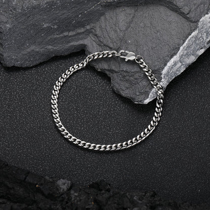 4-9 mm Polished Cuban Stainless steel Bracelet - CHA026