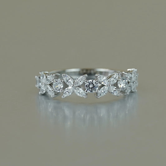 Moissanite Clover Ring, Marquise Cluster Promise Ring, Stackable Wedding Ring alternate product image