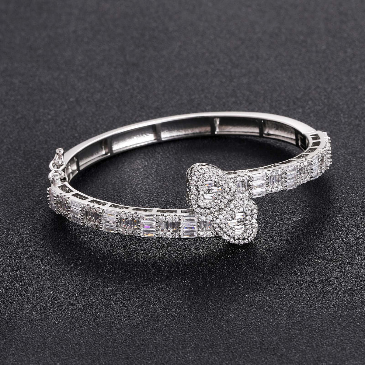 Hip Hop Light Luxury Heart Square Cubic Zirconia Bracelet for Men and Women product image