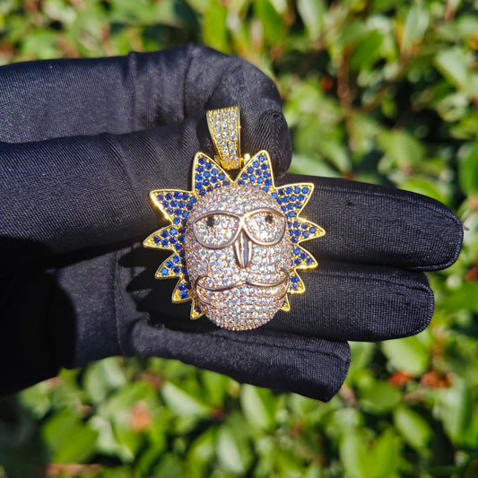 Iced Out Cartoon Sun Pendant Necklace for Men