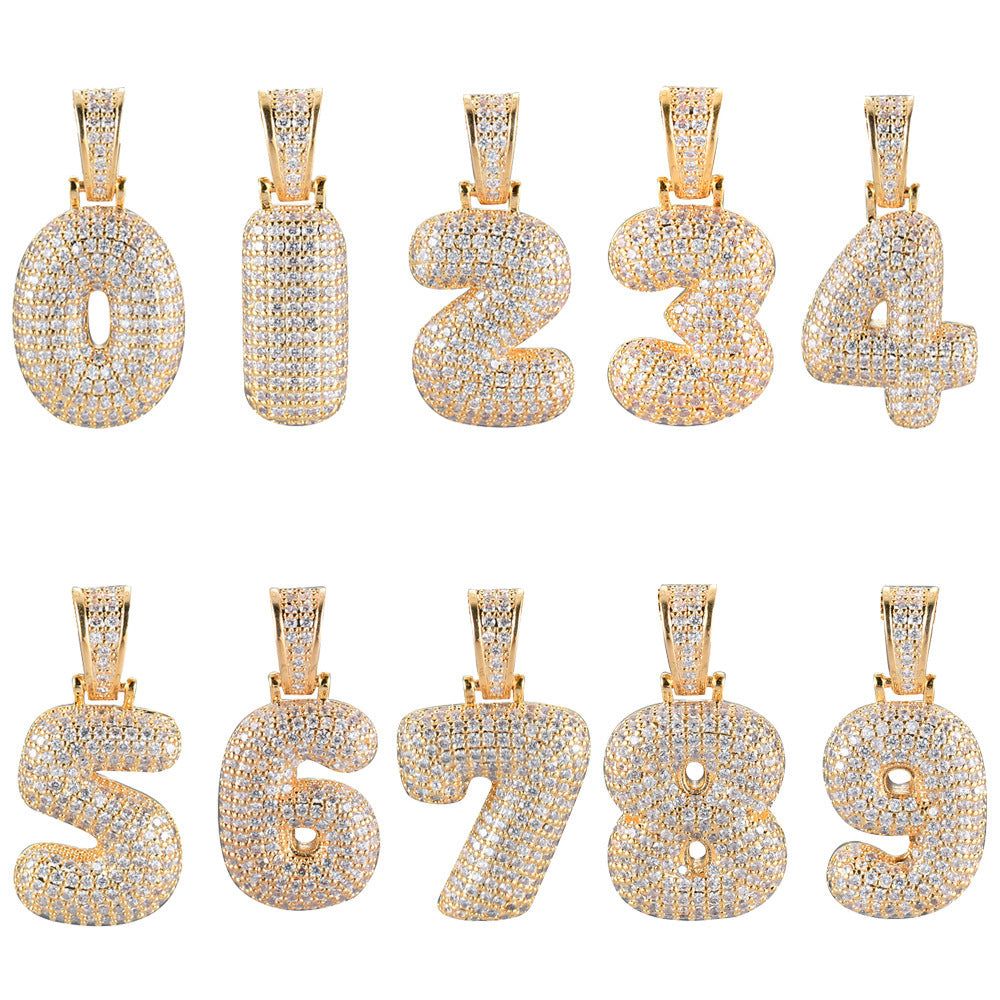 Minimalist Number Bubble Copper Pendant Necklace for Men and Women