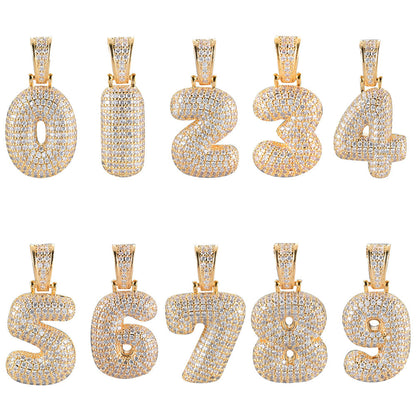 Minimalist Number Bubble Copper Pendant Necklace for Men and Women