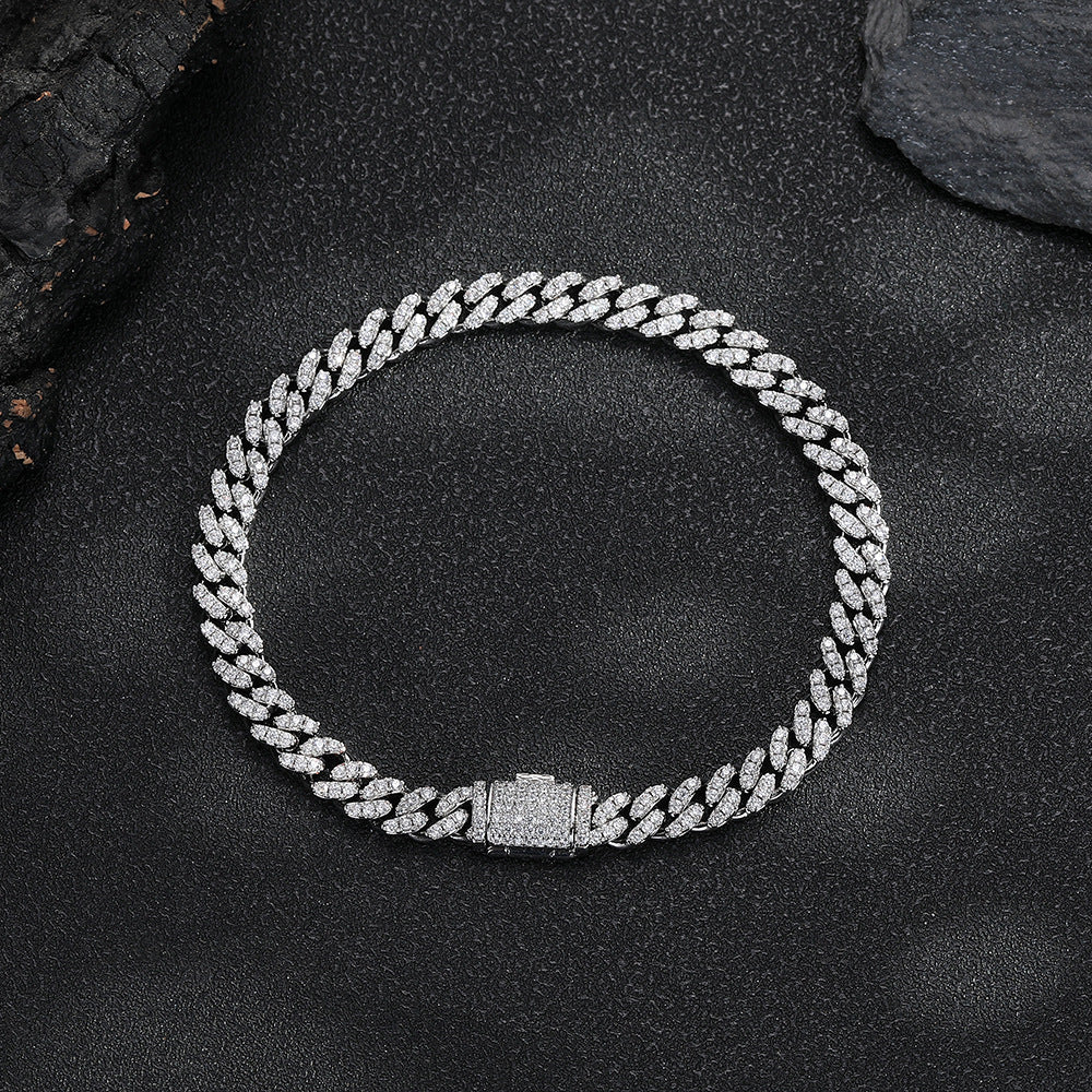 6mm Iced Out Cuban Link Chain Necklace & Bracelet, Unisex Hip Hop Jewelry product image