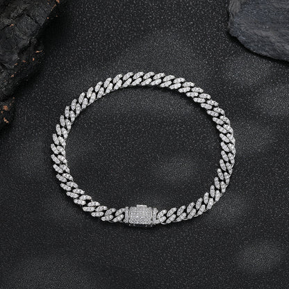 6mm Iced Out Cuban Link Chain Necklace & Bracelet, Unisex Hip Hop Jewelry