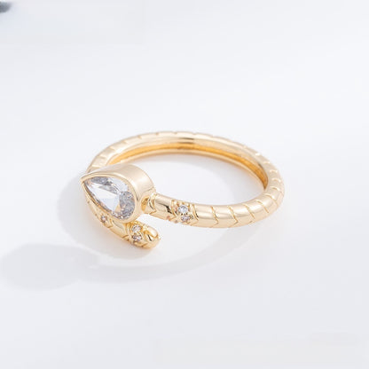 Pear Stone Clover Minimalist Ring for Women