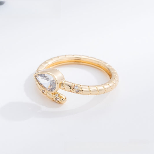 Pear Stone Clover Minimalist Ring for Women