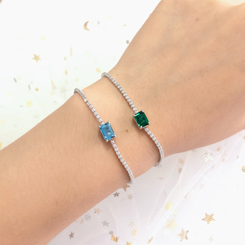 Lab-Grown Emerald Tennis Bracelet, S925 White Gold Plated Bracelet product image