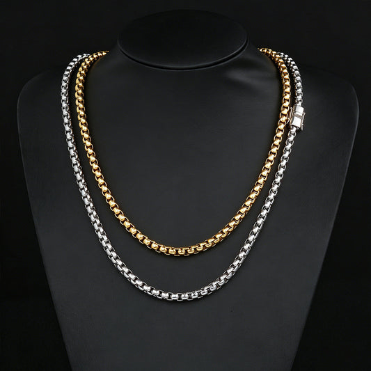 6 mm Polished Rounded Box Link Hip Hop Necklace or Bracelet with Stainless steel Base - CHA488 alternate product image