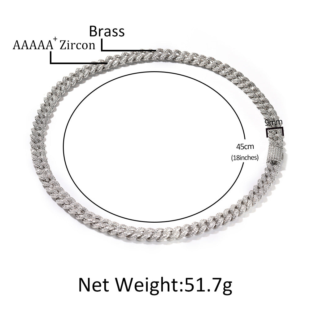 Iced Out Cuban Link Bracelet and Necklace Set for Women and Men, Silver or Gold Color Crystal Chain Jewelry product image