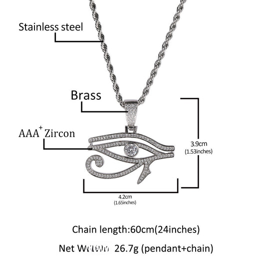 Evil Eye Pendant Necklace with Cubic Zirconia Twist Chain for Women and Men