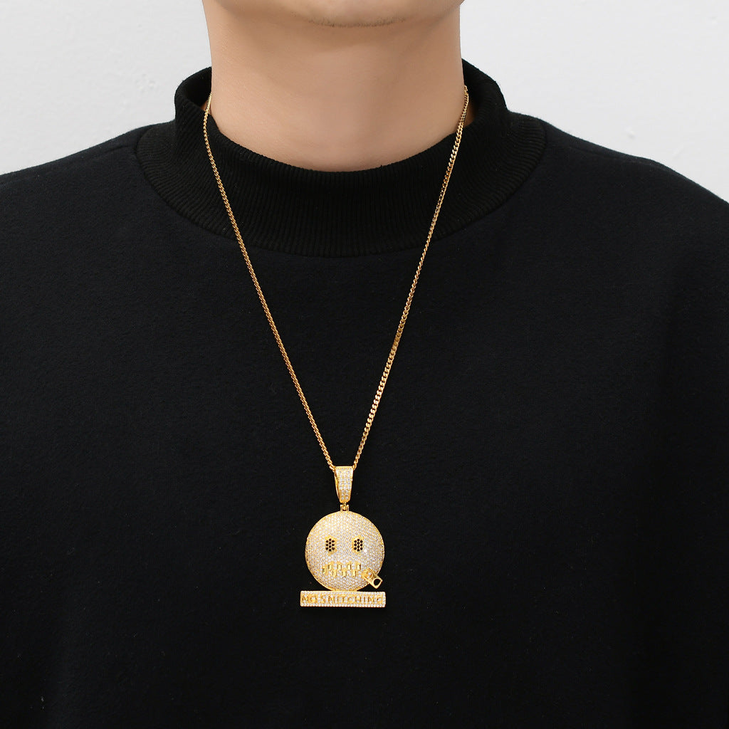 Hip Hop Geometric Copper Pendant Necklace for Men and Women