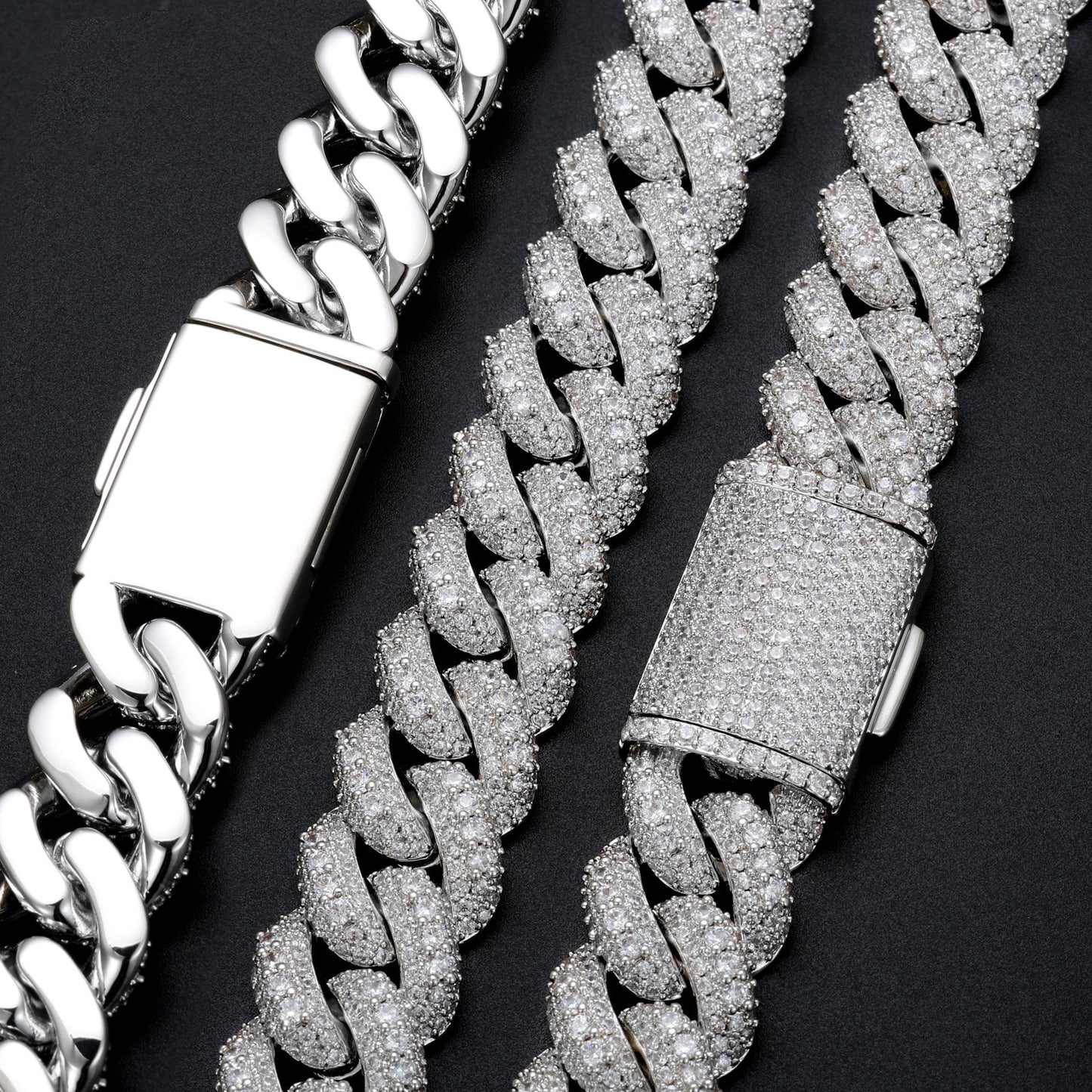 Iced Out Cuban Link Chain Necklace or Bracelet for Men and Women, Cubic Zirconia Hip Hop Jewelry product image