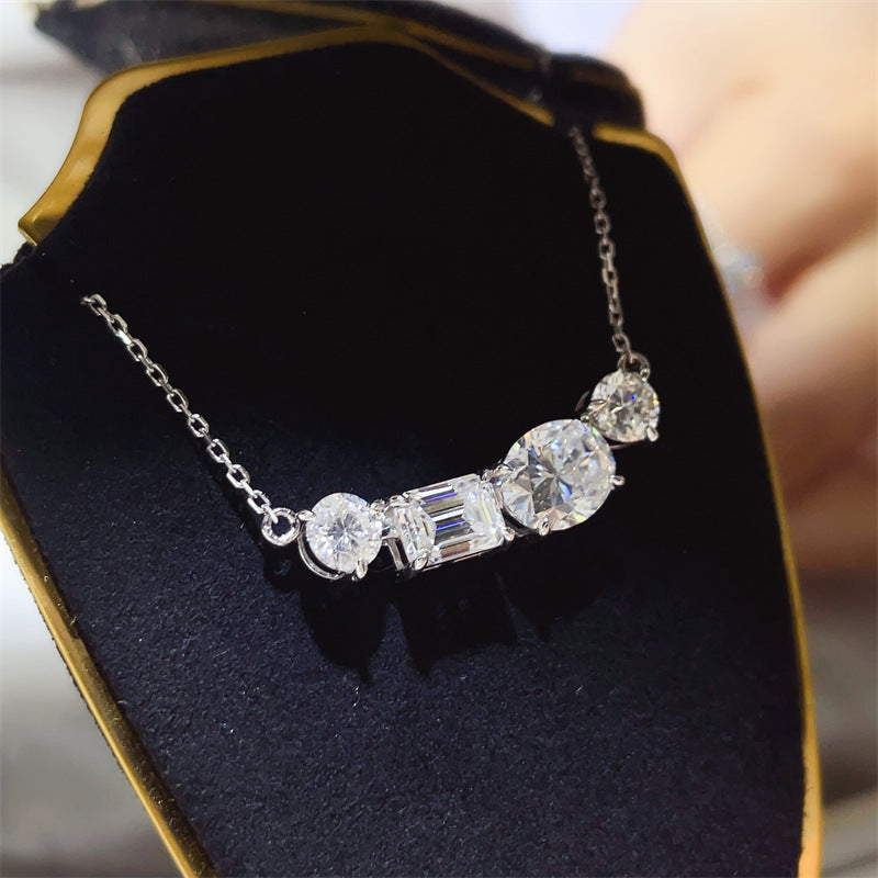 4 Carat Moissanite Necklace in 925 Silver, U Shape Multi Stone Pendant Chain for Women product image