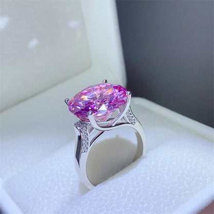 Pink Moissanite Ring for Women, Round Solitaire Engagement Ring, Crown Style Promise or Wedding Ring