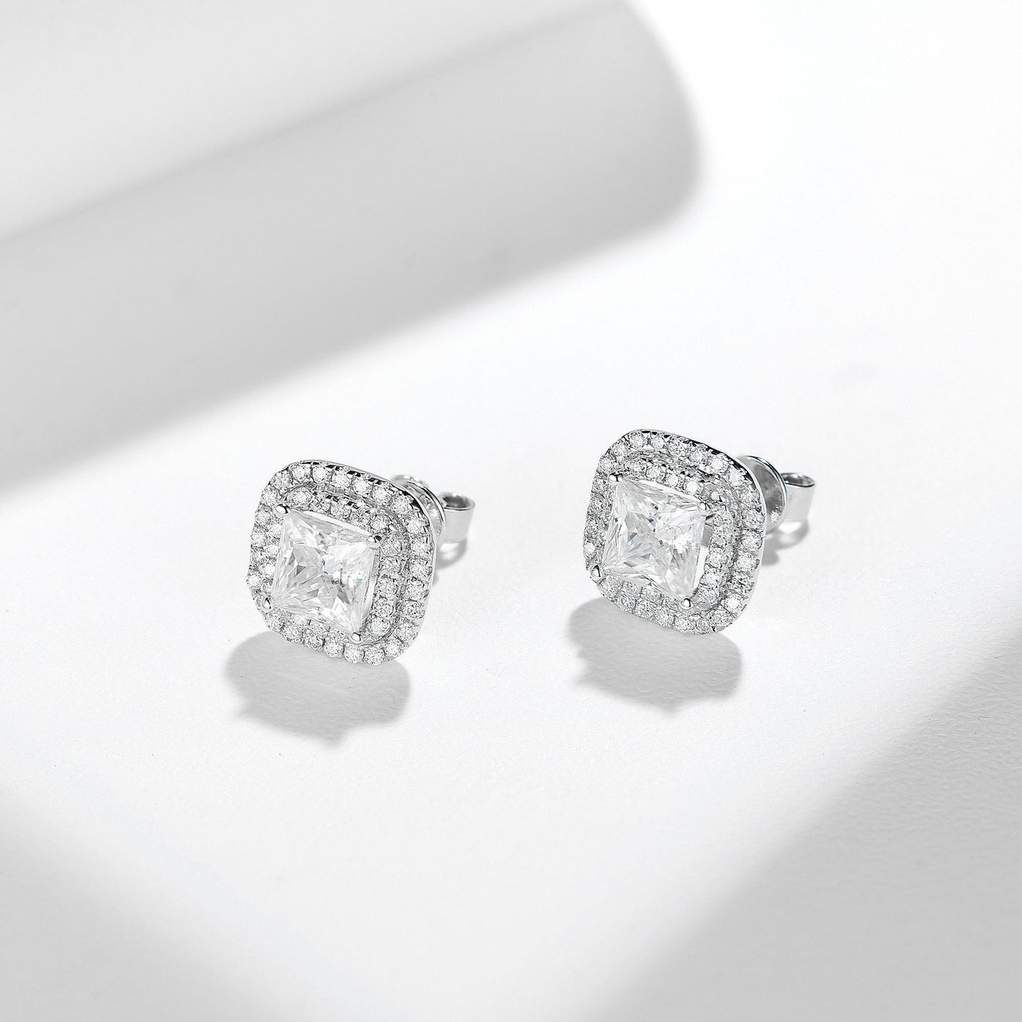 1 Carat Princess Cut Moissanite Stud Earrings, S925 Silver 18K Gold Plated product image