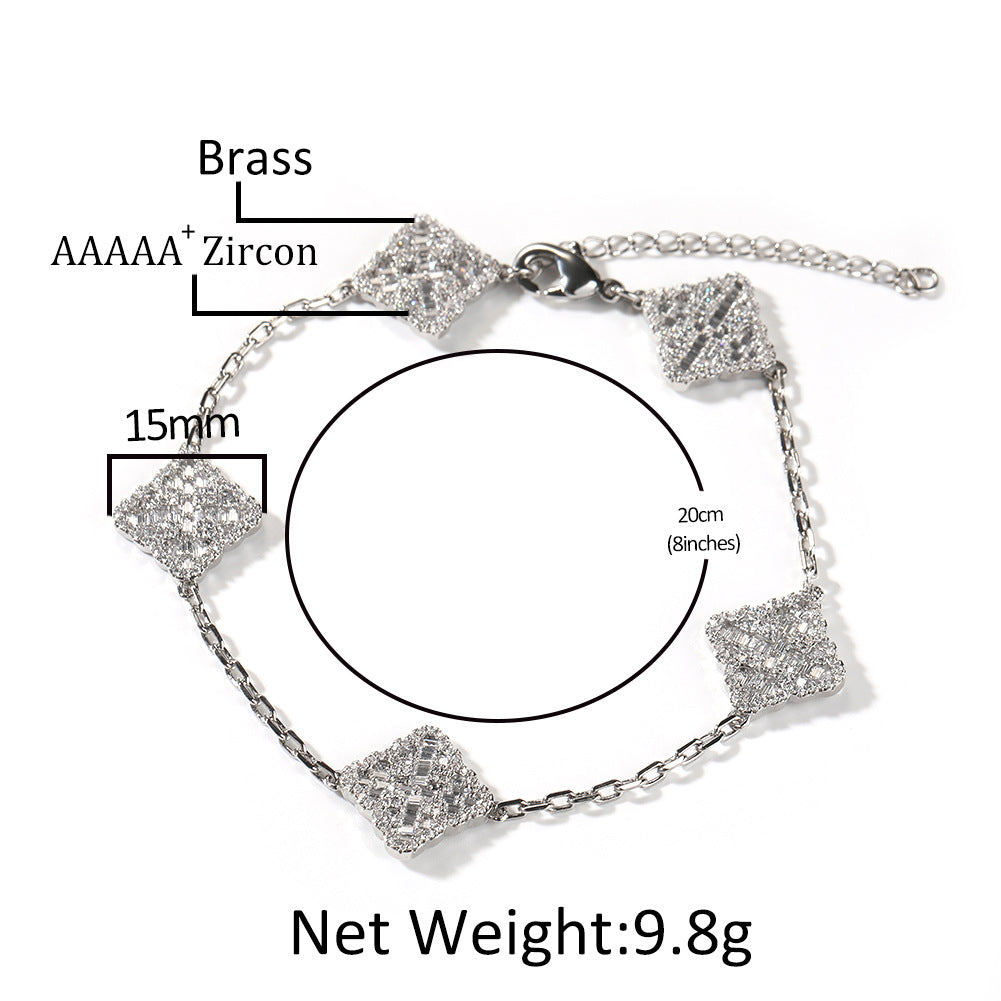 Unisex Square Crystal Chain Bracelet in Silver, Gold & Rose Gold product image