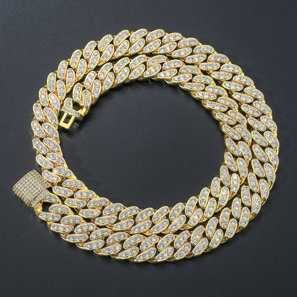 Hip Hop Light Luxury Cuban Link Cubic Zirconia Necklace for Men