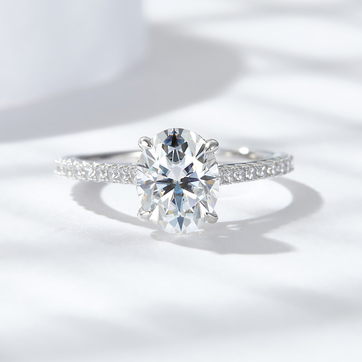 2 Carat Oval Moissanite Ring in 925 Silver, Pav�� Engagement Style product image