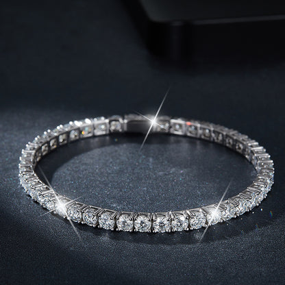 Classic Four-Prong VVS Moissanite Tennis Bracelet in 925 Silver