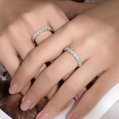 10-Stone Moissanite Ring, S925 Silver 18K Gold Plated Wedding Band for Women